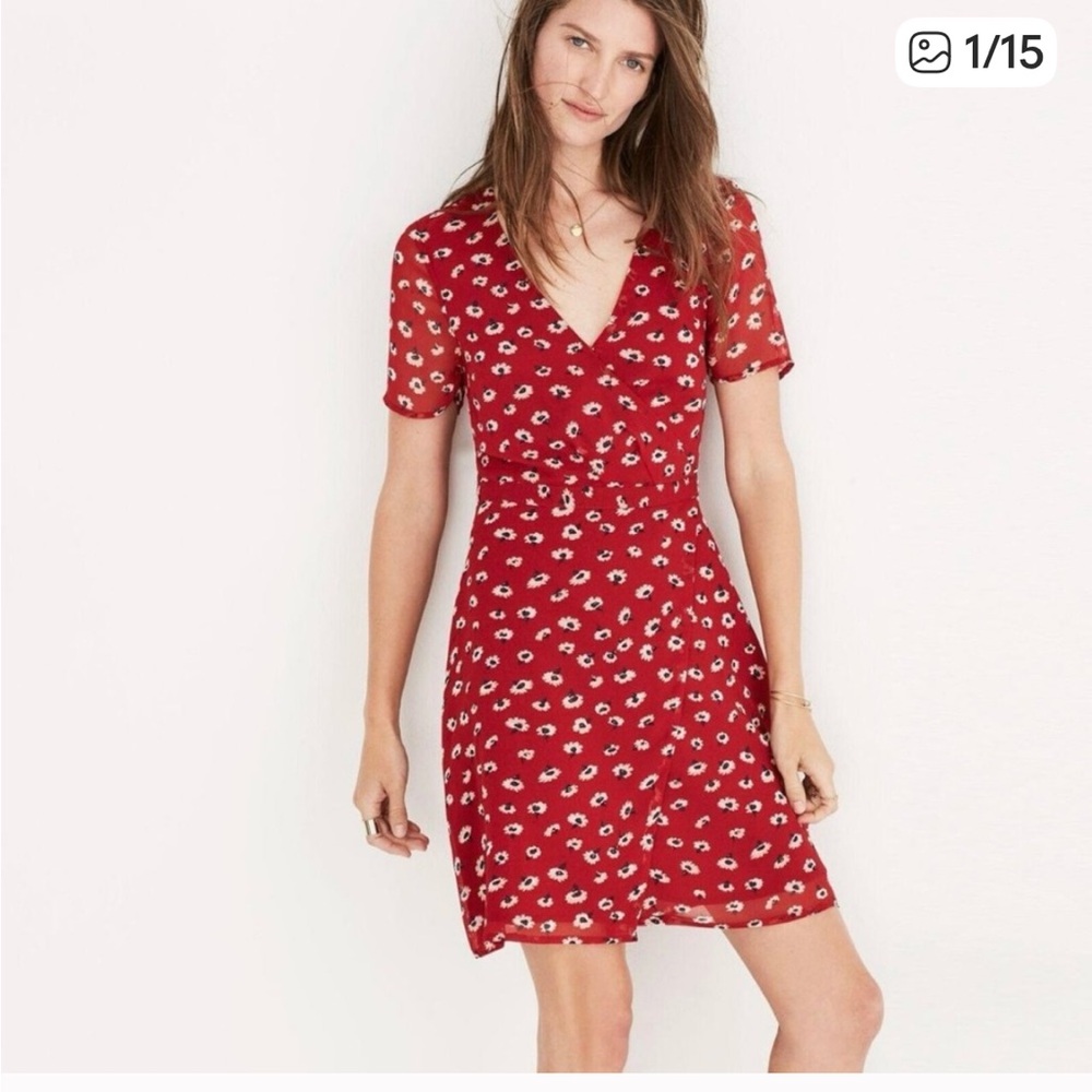 Madewell Scarlet Floral Wrap Mini Dress